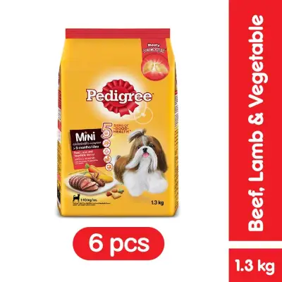 PEDIGREE® Dog Food Dry MINI BEEF Lamb & Vegetable Pack of 6 (1.3kg)