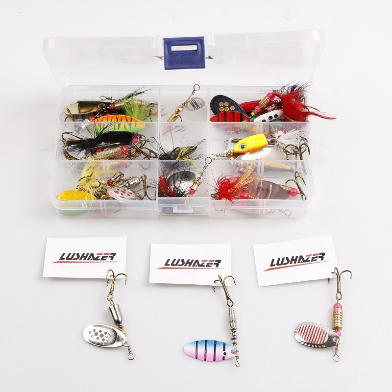 hot！【DT】 LUSHAZER fishing lure set spinnerbait wobbler metal baits spoon  lures isca artificial free with box hard spinner bait