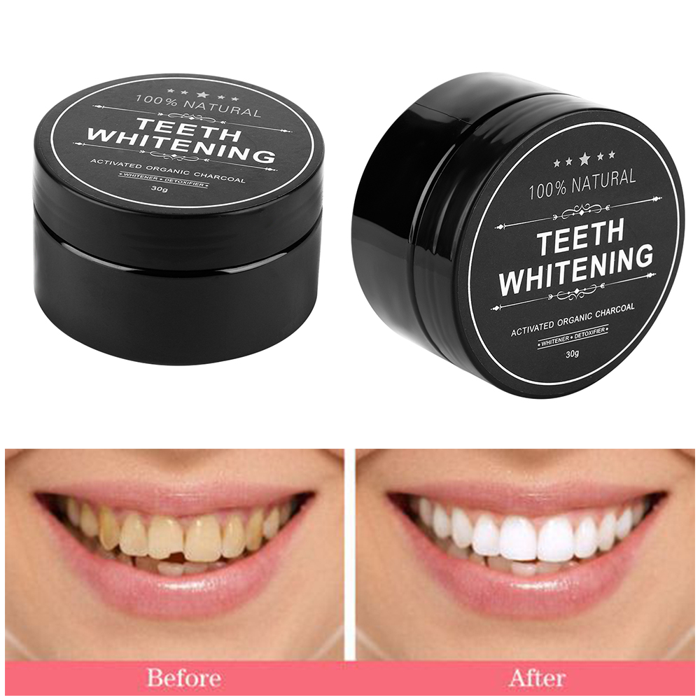 black charcoal teeth whitening powder