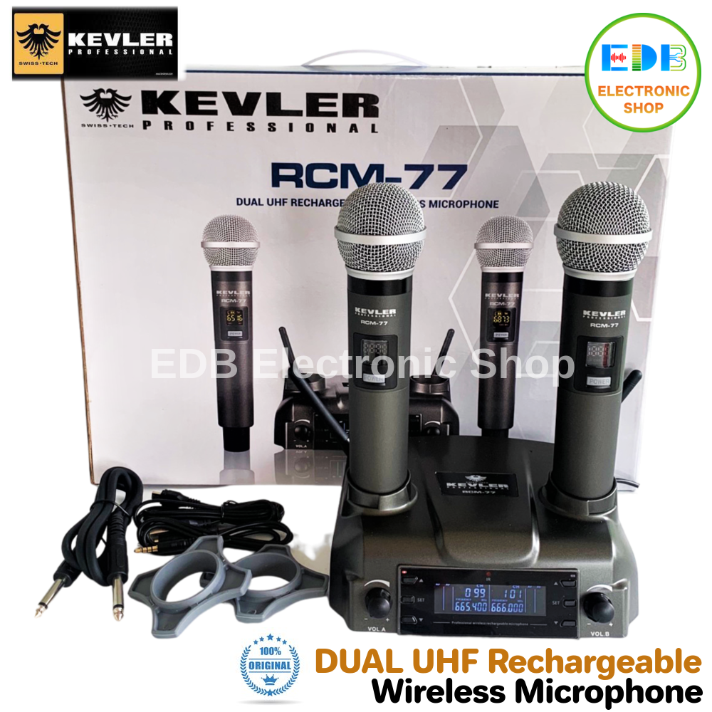 2022 Original Kevler RCM-77 Dual UHF Rechargeable Wireless Microphone ...