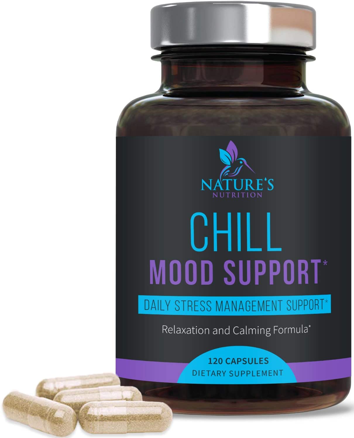 Stress Support Supplement 1000mg - Natural Herbal Formula for Calm ...