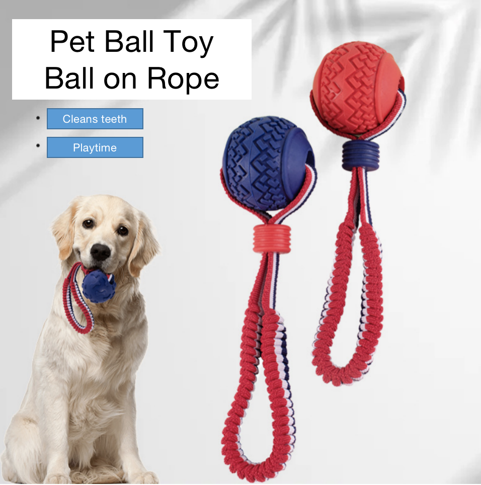 PrimePets Dog Training Ball on Rope, 2 Pcs Solid Rubber Rope Ball, Tug Ball  Toy for Medium and Small Dog, Tough Rope Toy, Non-Toxic and Durable Dog