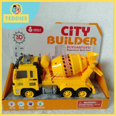 TEDDIES CITY BUILDER CEMENT MIXER TRUCK Light and Sound Children Simulation Construction Toy Vehicle Toys for kids