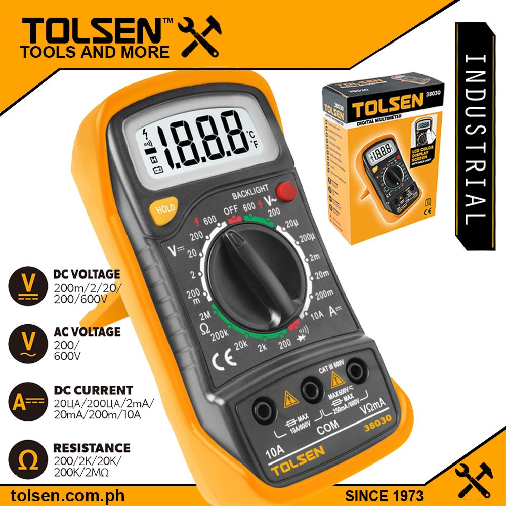Tolsen Digital Multimeter w/ LCD Color Screen [ONLINE EXCLUSIVE] (AC/DC ...