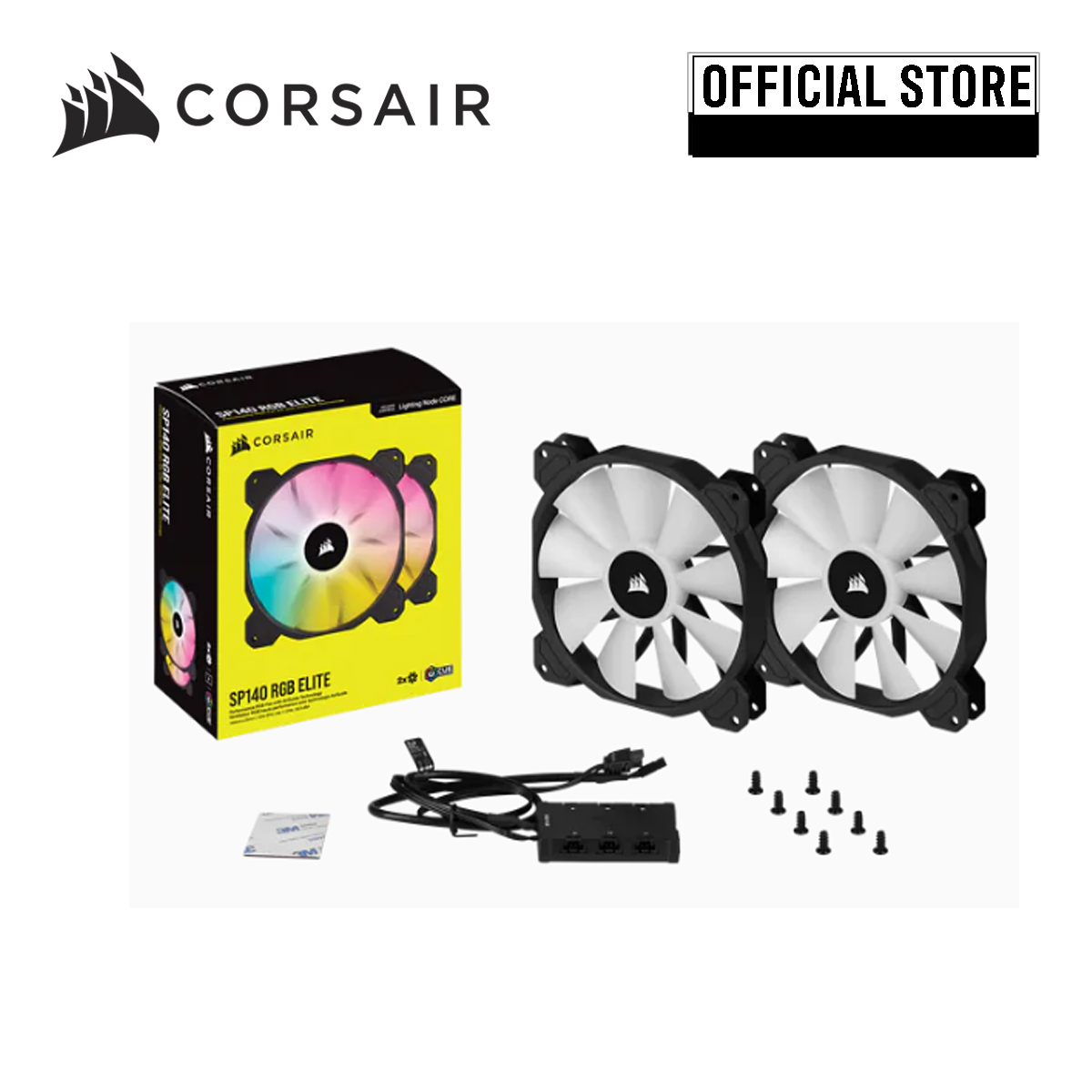 Corsair CO-9050111-WW iCUE SP140 RGB ELITE Performance 140mm PWM Dual Fan Kit met Lighting Node CORE,140mm,zwart