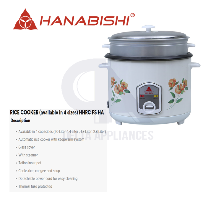 Hanabishi HHRC 14FS HA Rice Cooker 1.4L Lazada PH