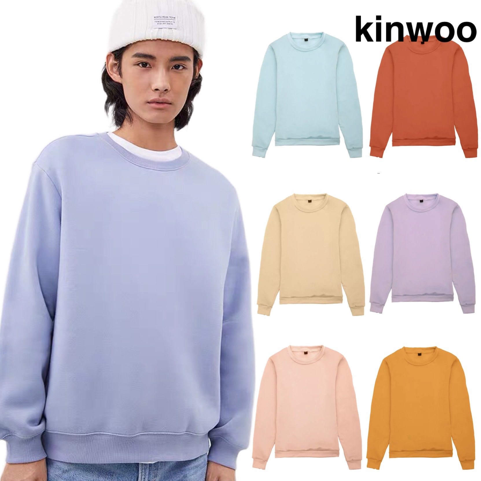 Unisex Plain Pullover Crew Neck cotton 
