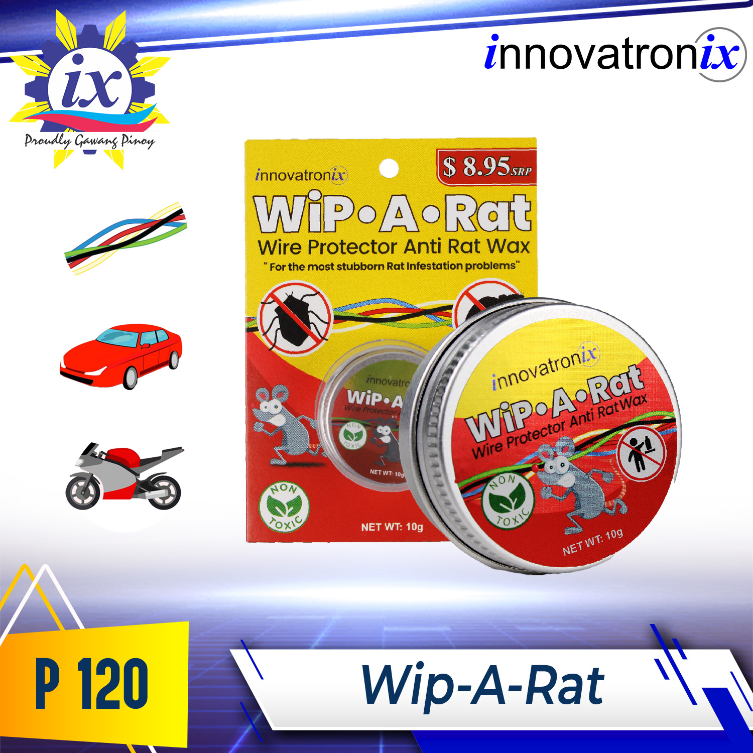 Wip A Rat 10g Dealer's Pack - 100 pieces (Wire Protector Anti Rat Wax) –  Innovatronix Shopify