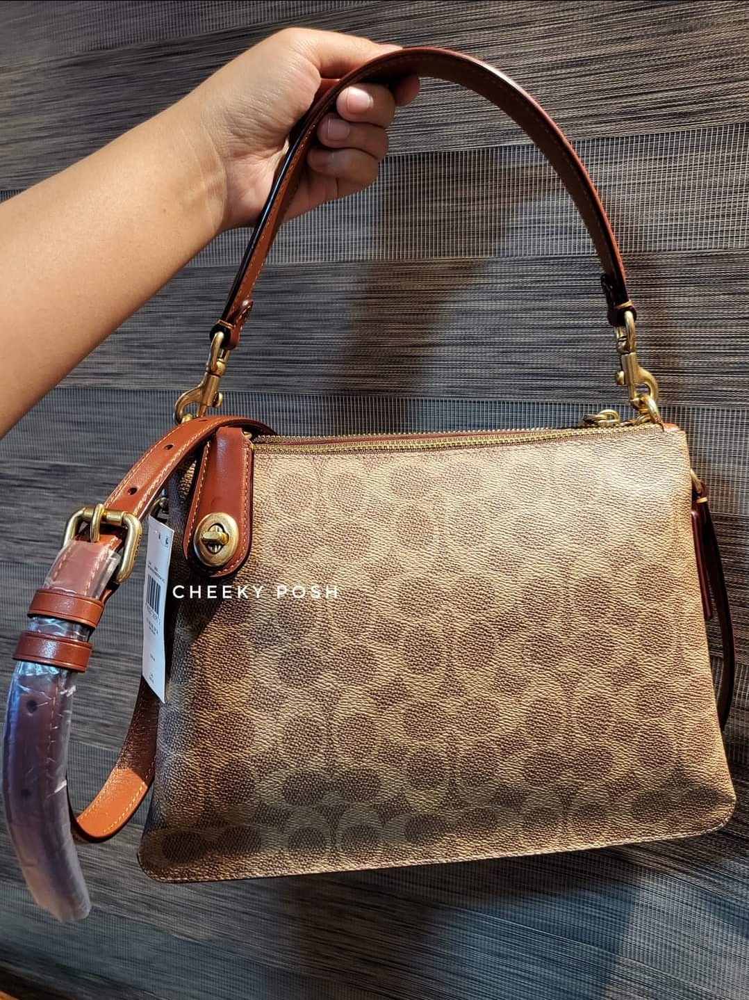 Original Coach Double Zip Shoulder Bag In Signature Canvas C0696