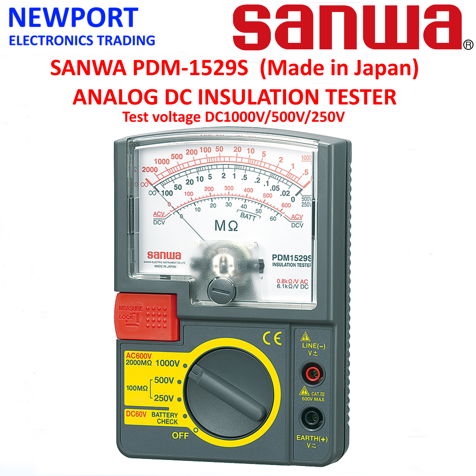 Sanwa PDM-1529S Analog DC Insulation Resistance Tester (DC 1000V/500V 250V)  Made In Japan | Lazada PH