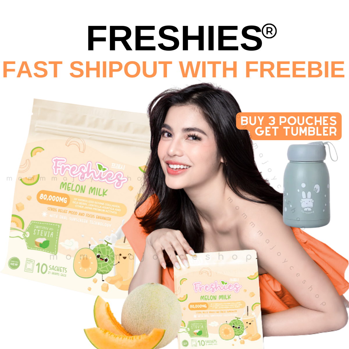 FRESHIES MELON Collagen Powdered Drink 80,000mg with ASHWAGHANDA