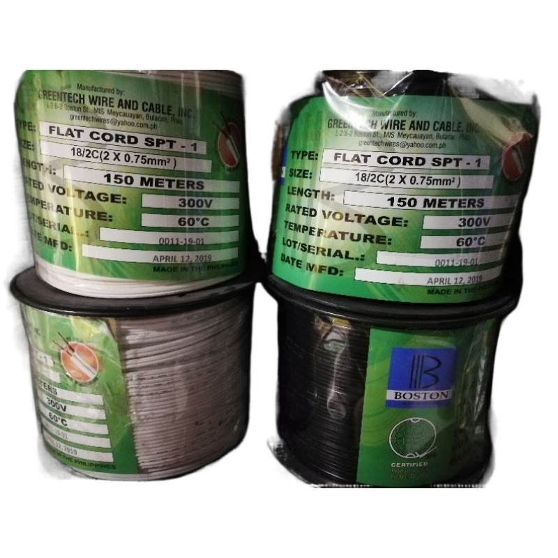 Boston Flat Cord Duplex Extension Wire (per meter) Flat Chord 22/2 18/2 16/2 14/2 Lazada PH