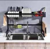 Stainless Steel Dish Drying Rack - 65cm Over Sink Organizer