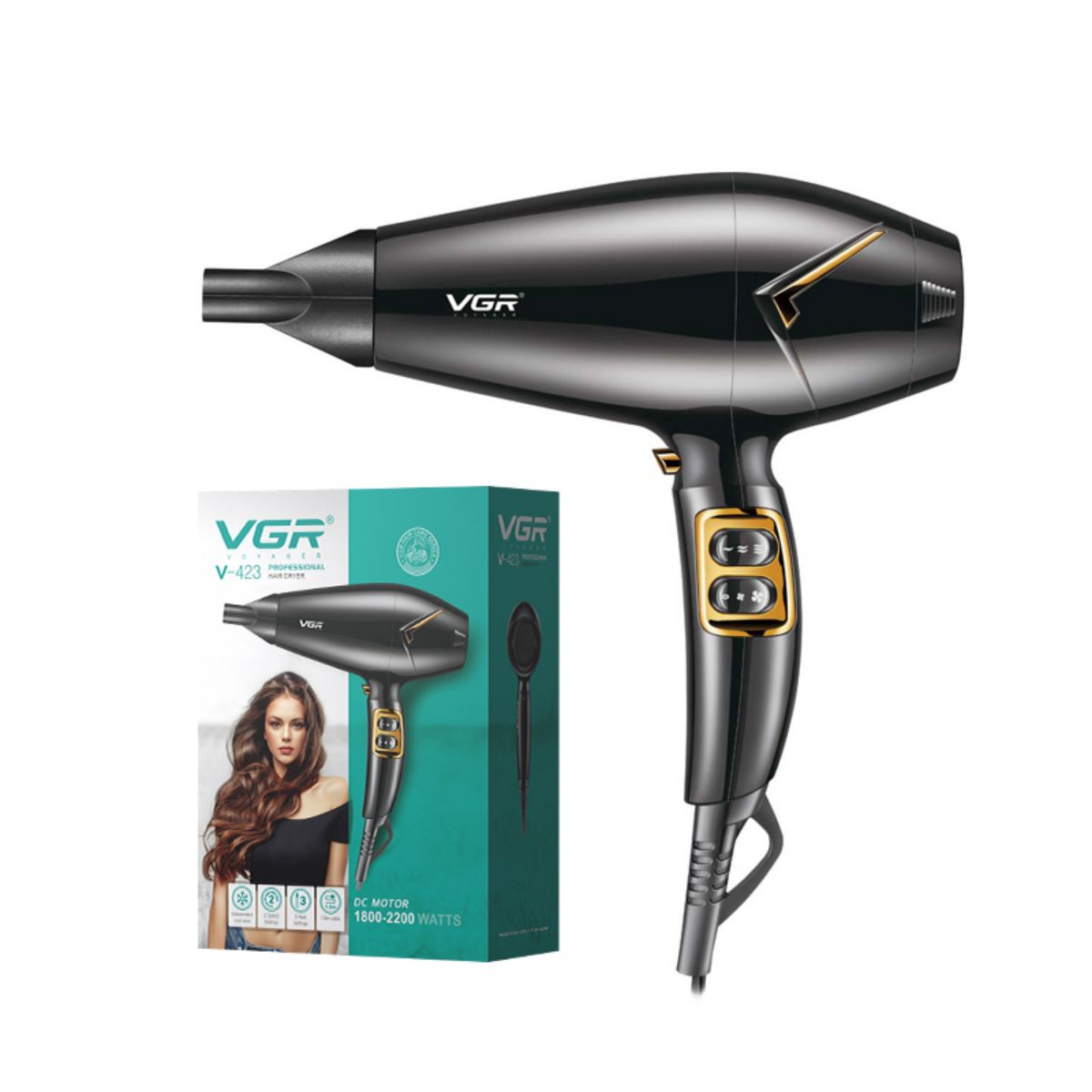 VGR Hair Dyer Professional 18002200W Hair Blow Dryer Electric Blow Dryer Overheating Protection