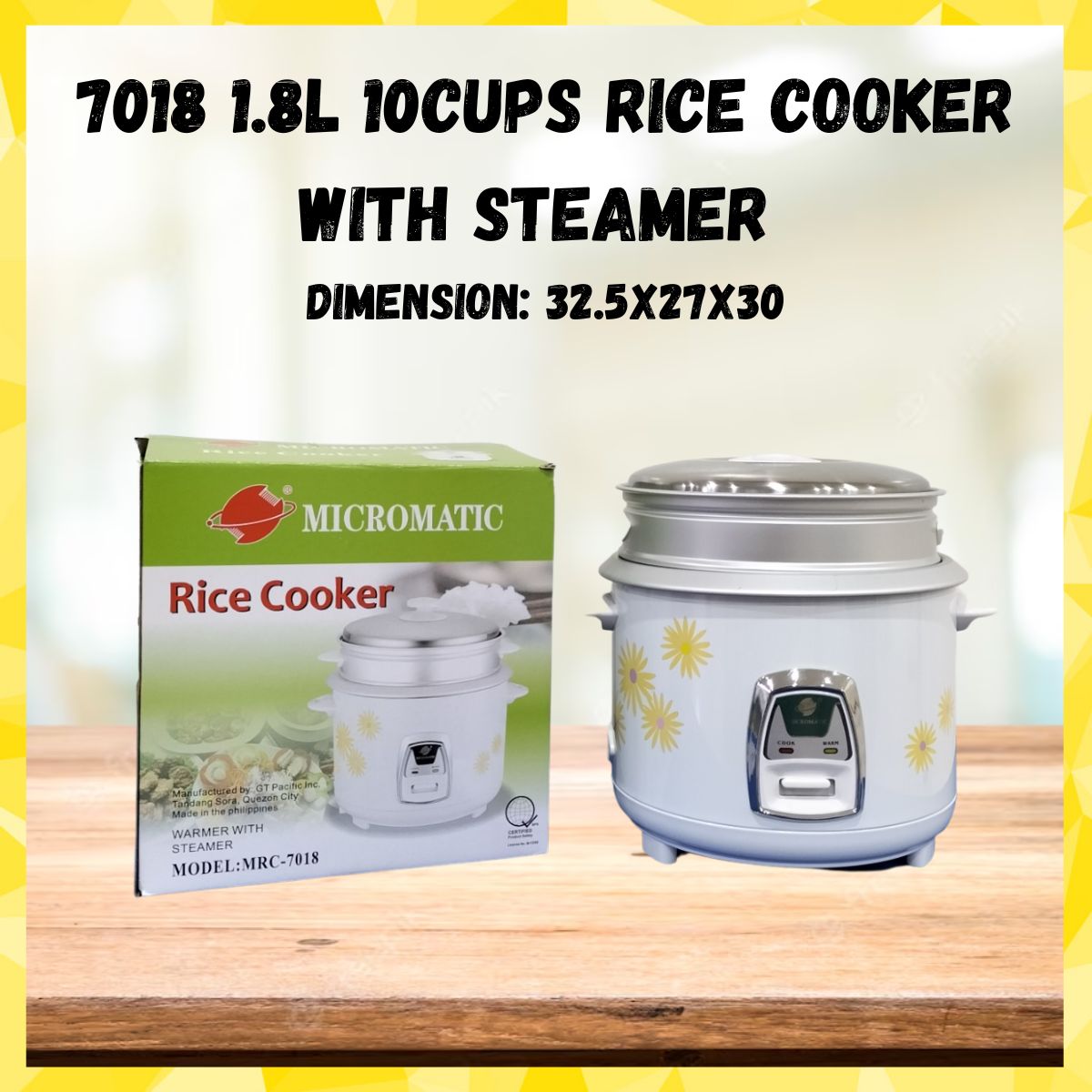 MRC-7018 RICE COOKER WITH STEAMER 1.8 LITERS/ RICE COOKER WITH CUP ...