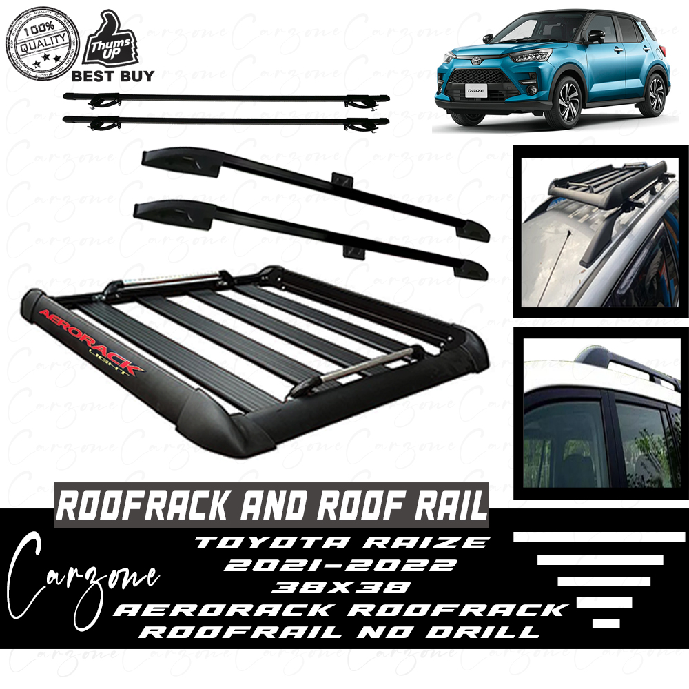 Toyota Raize 2021-2022 38x38 Aerorack Roofrack Roof Rack Topload Top  Load Cargo Carrier with Roof Rail No Drill (Black) Lazada PH