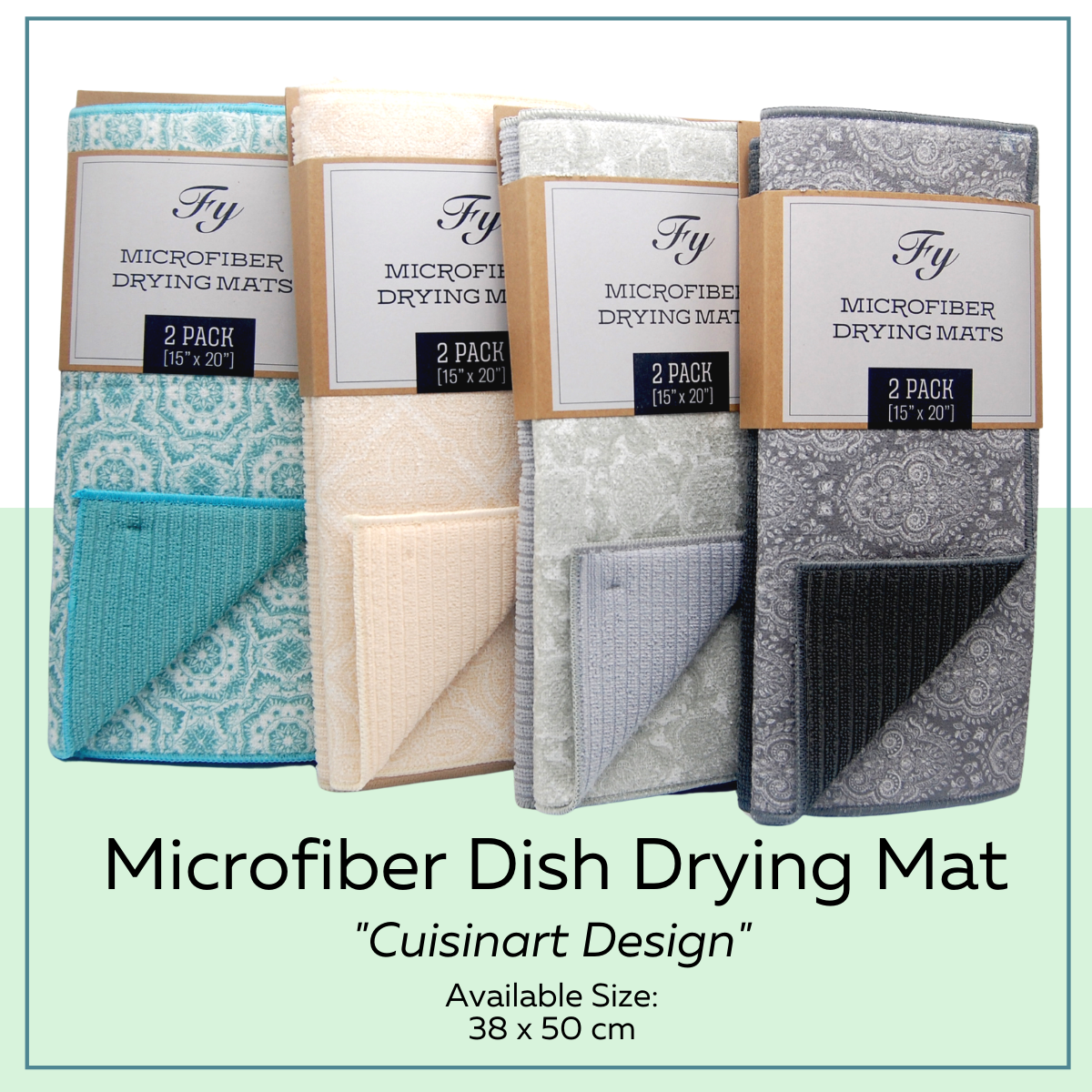 mDesign Reversible Absorbent Microfiber Dish Drying Mat, 2 Pack