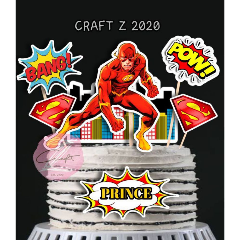 THE FLASH EDIBLE Birthday Party Cake Decoration Topper Round Image $12.00 -  PicClick AU
