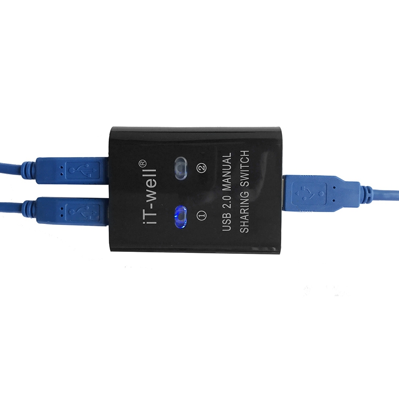 IT-Well USB Printer Sharing Device, 2 in 1 Out Printer Sharing Device, 2-Port Manual Kvm Switching Splitter Hub Converter