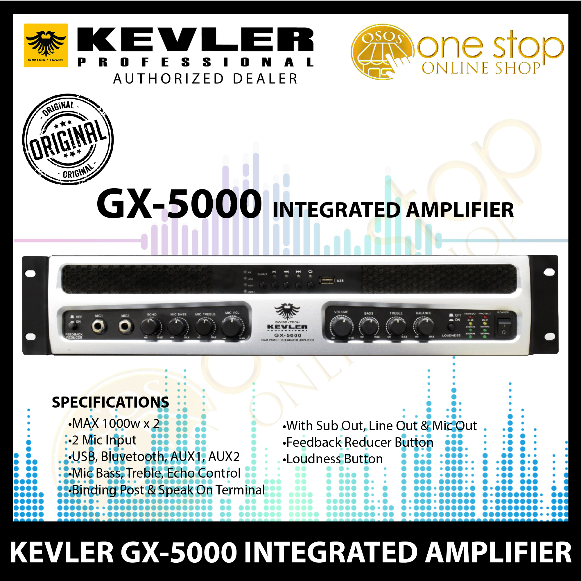 Kevler GX-5000 1000W X2 Professional Integrated Amplifier GX-5000 •OSOS ...