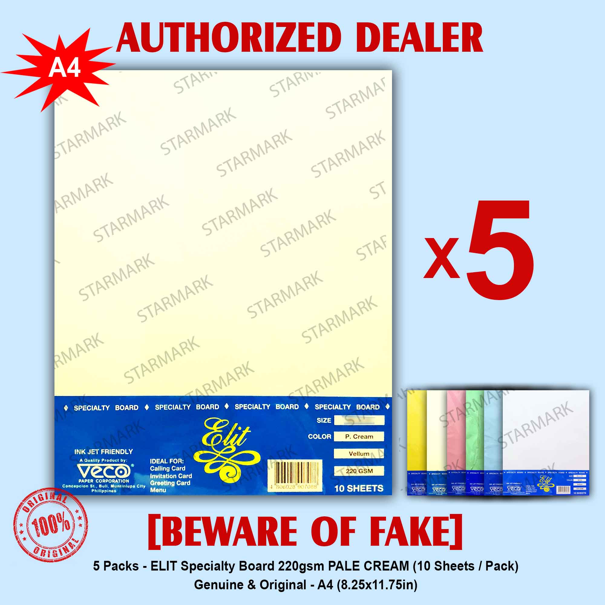 Veco Vellum Board A4 8.25x11.75in White Canary Yellow Blue Green Pink