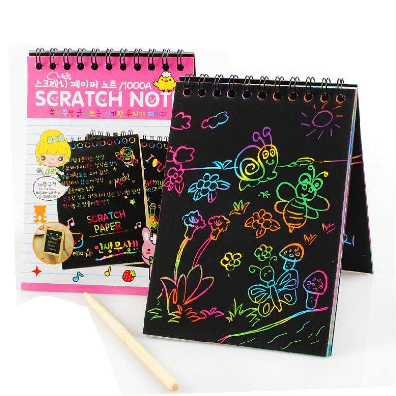 DIY Rainbow scratch art notebook children learning drawing educational