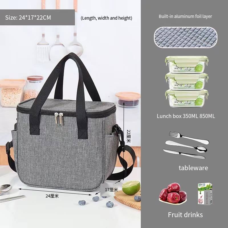 Large capacity lunch bag Portable insulated lunch box Handbag Outdoor ...