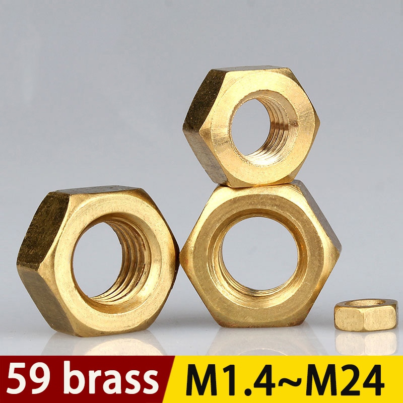 1-50Pcs M1.4-M24 Full Hex Hexagon Solid Brass Nuts HOT 
