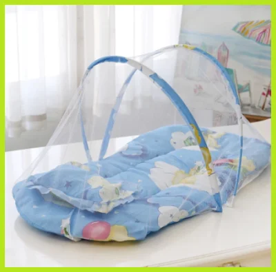 EMYSHOP88 Folding Newborn Baby Bed with Pillow Mat Net - Blue(Blue)