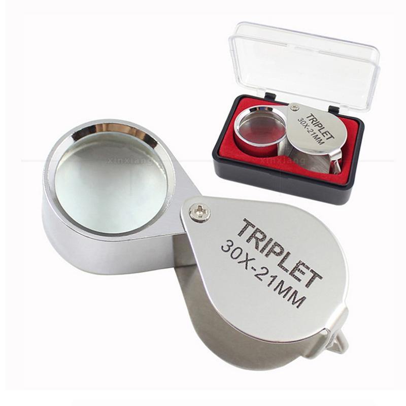 Portable 30x Power 21mm Jewelers Magnifier Gold Eye Loupe Jewelry Store