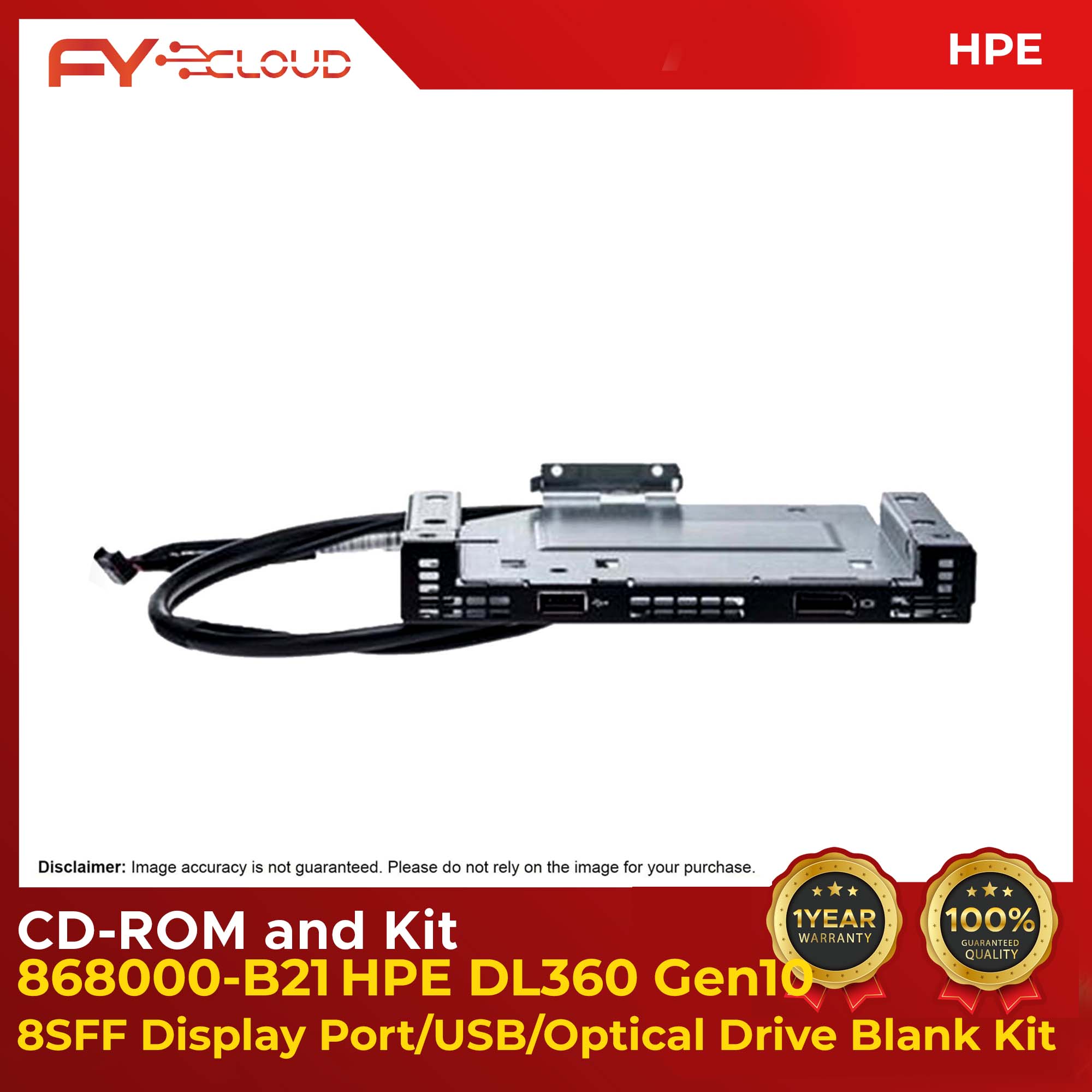 HPE Hewlett Packard Enterprise DL360 Gen10 8SFF Display Port/USB/Optical  Drive Blank Kit - 868000-B21