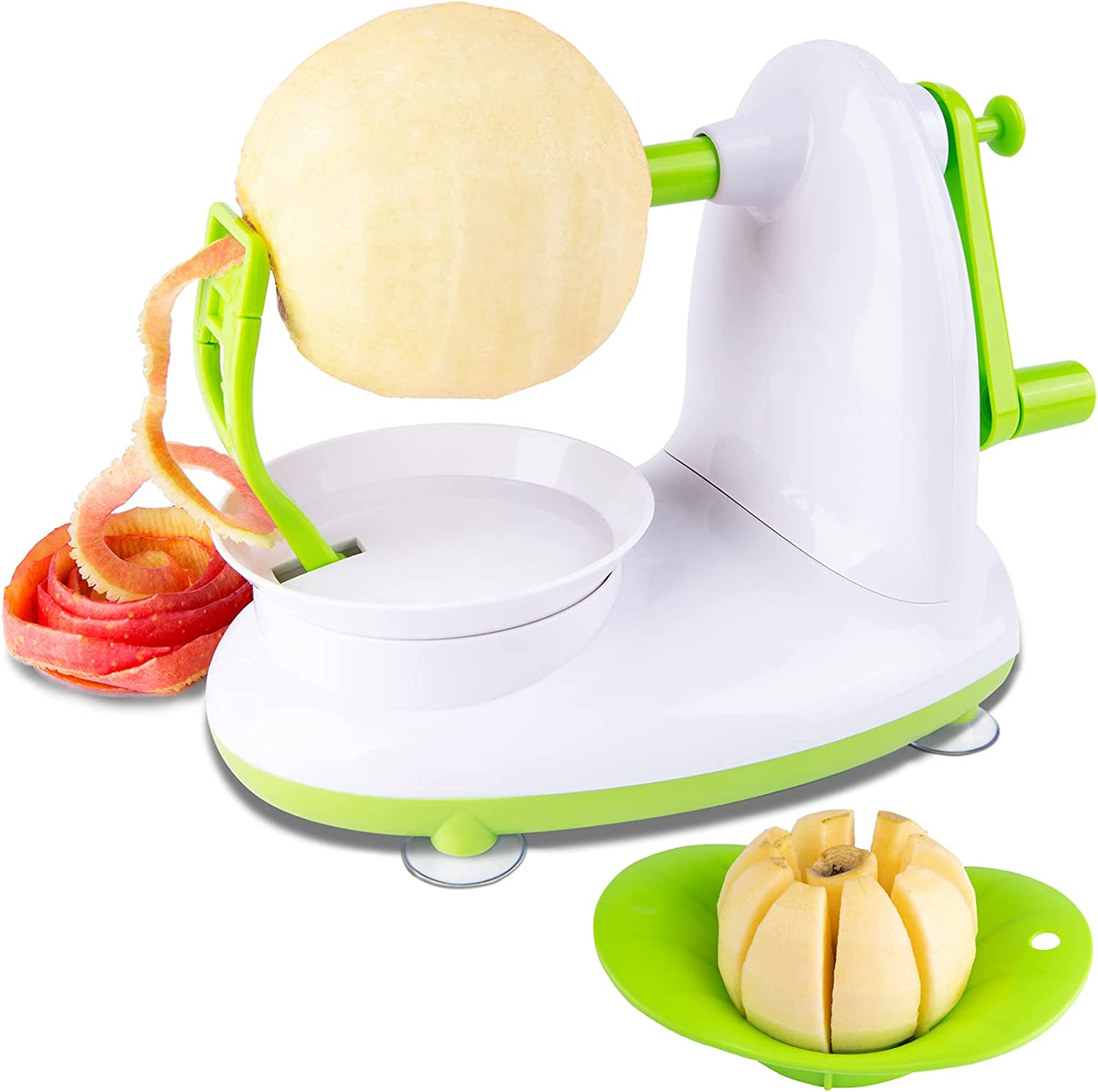 Apple Pear Peeler,Multi-Function Fruit Peeler,Rotary Mango/Potato Peeler  Corer, Peel Safely and Quickly, with Fruit Cutter & Fruit panel,Peeling a