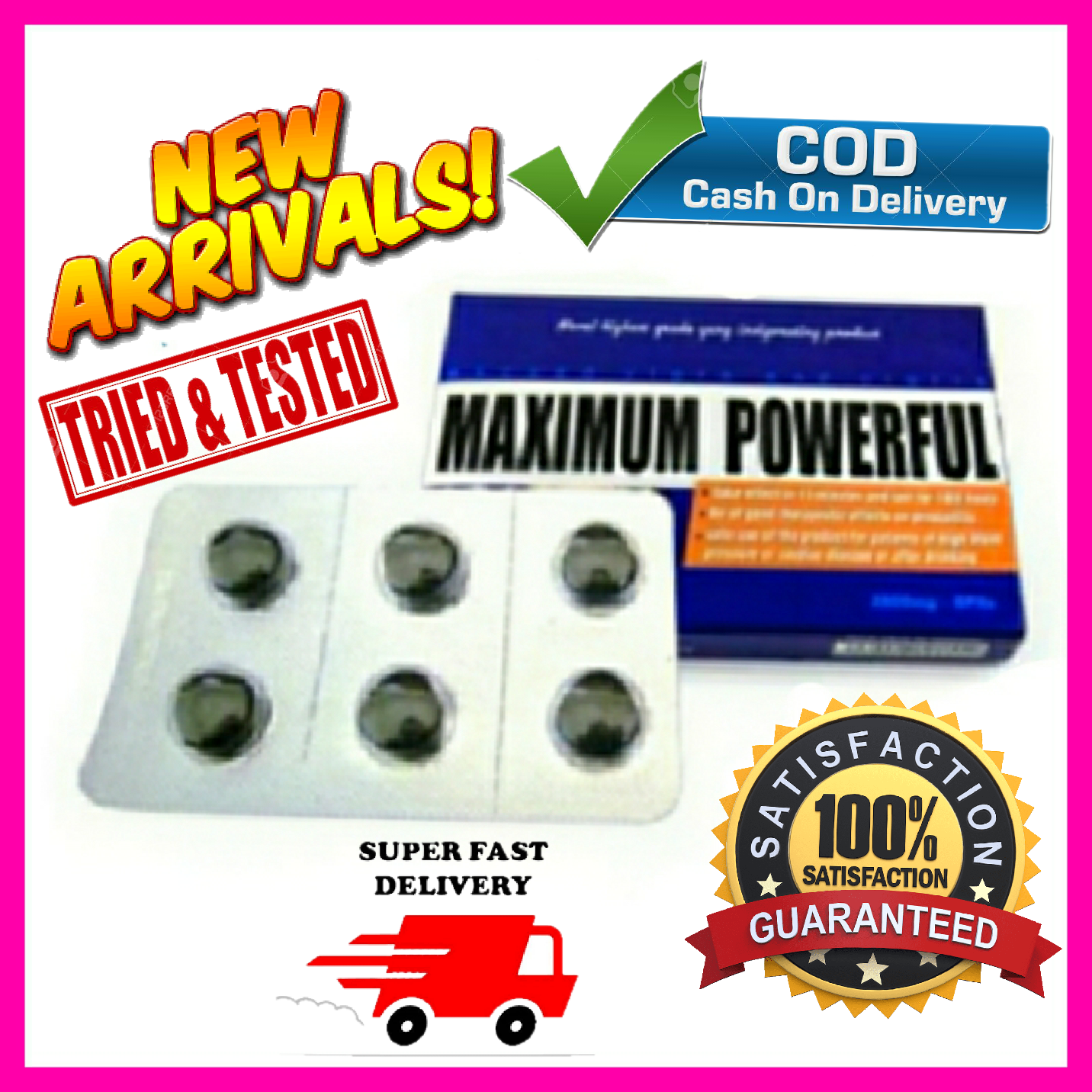 MAXIMUM POWERFUL ALL IN ONE BEST ENLARGER FOR MEN 6 TABLETS/BOX