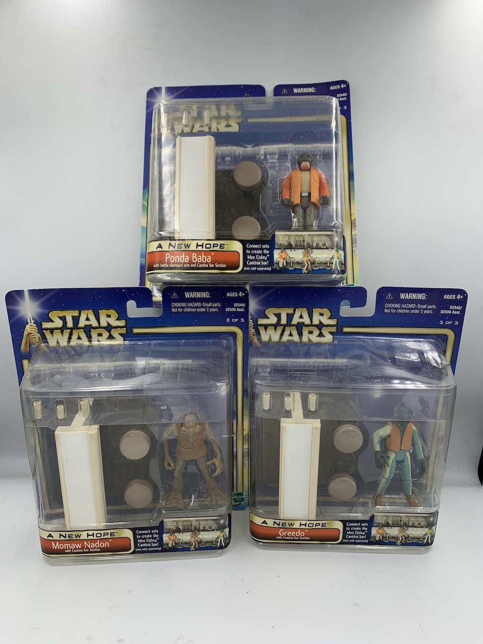 2002 HASBRO Star Wars A New Hope set of 3 Cantina Bar Sections (1C)