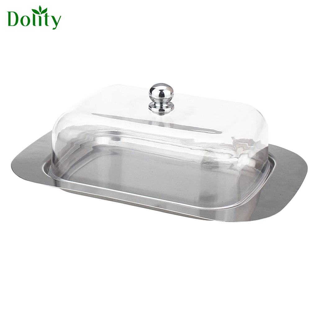 Stainless Steel Butter Dish with Lid Food Serving Tray Buffet Cake Storage 