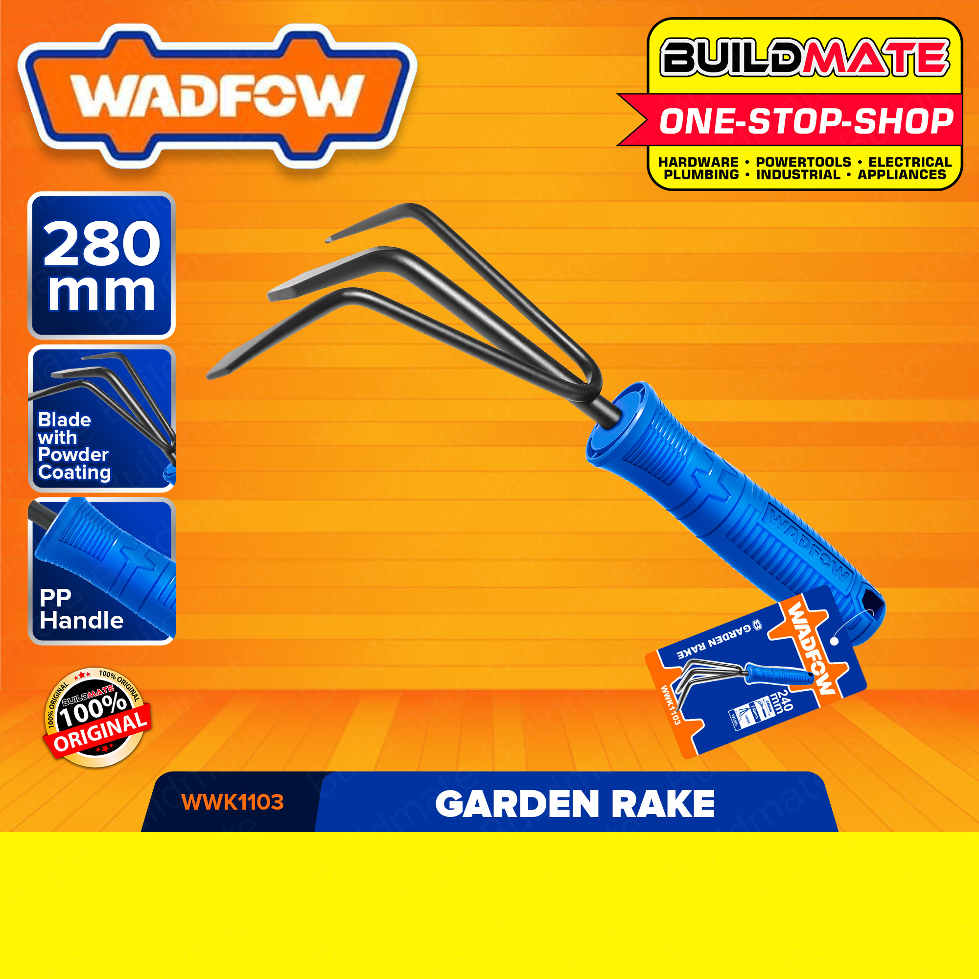 WADFOW Garden Rake 280mm Small Hand Rake Cultivator Claw Rake Perfect