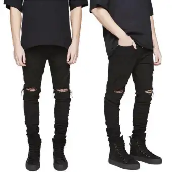 men knee ripped jeans
