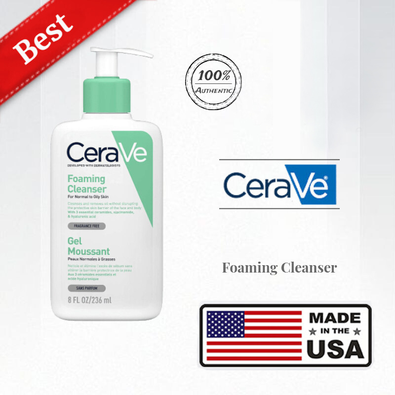 Cerave Cleanser 236ML, Original CeraVe Foaming Cleanser for Oil Skin