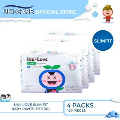 UniLove Slim Fit Baby Pants 30's (X-Large) Pack of 4