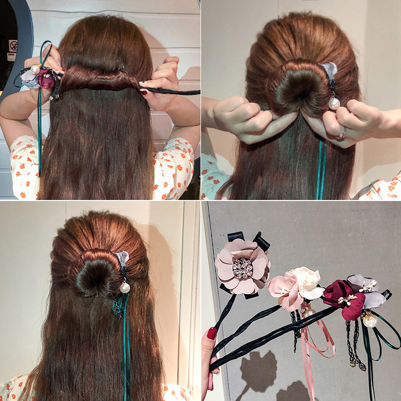 Flower Hair Band Korean Bun Headdress Female Fluffy Bud Haircut Hair Curler  Lazy Variety Tie-up Hair Artifact | Lazada PH