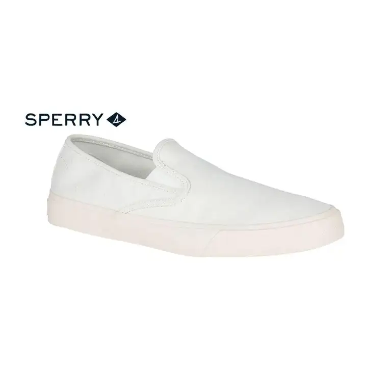 white slip on sperrys