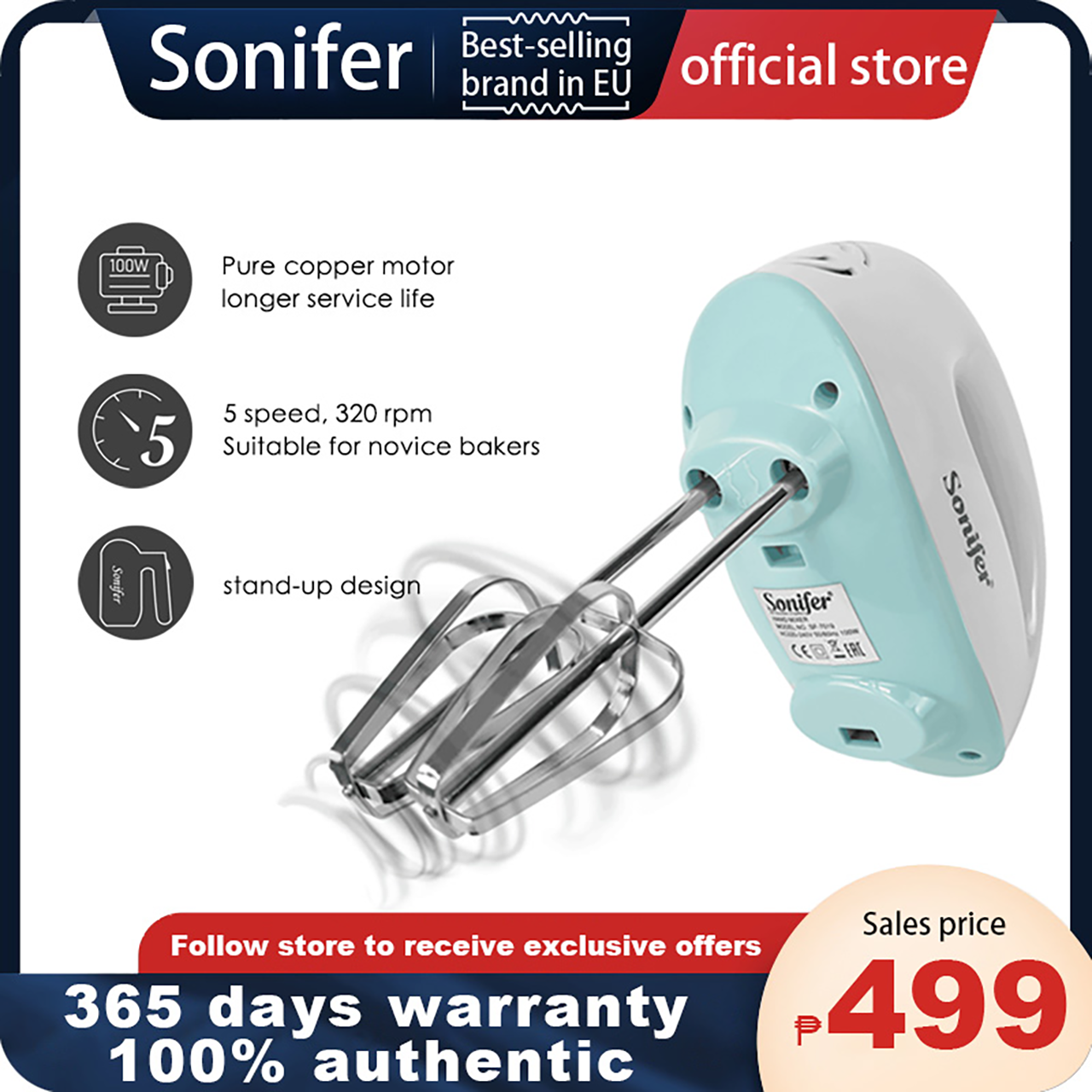 Sonifer SF7019 100W Electric Egg Whiskers