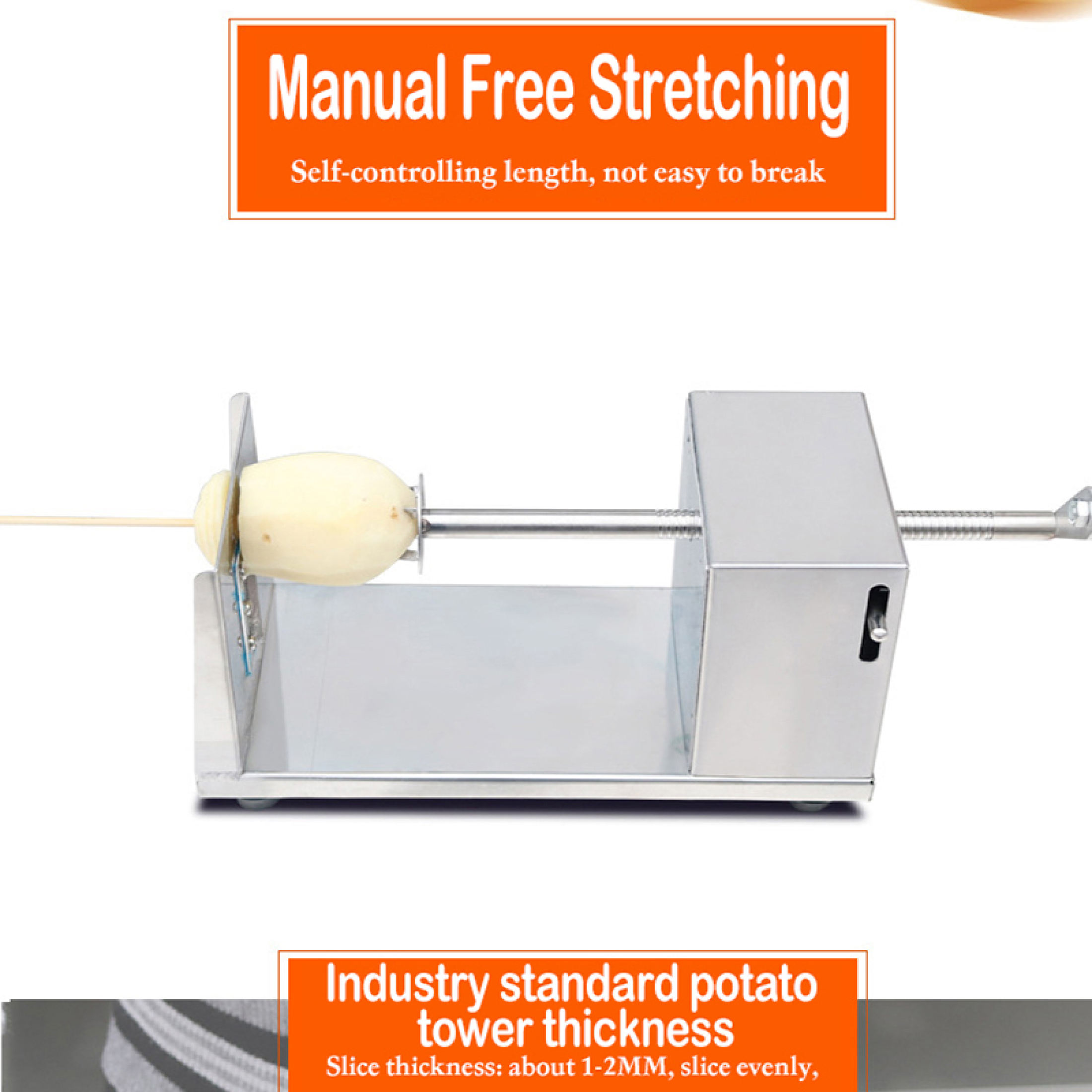 Automatic Stretch Stainless Steel Potato Slicer Chips Cutter Tornado Potato  Machine Spiral Twisted Potatoes On A Stick