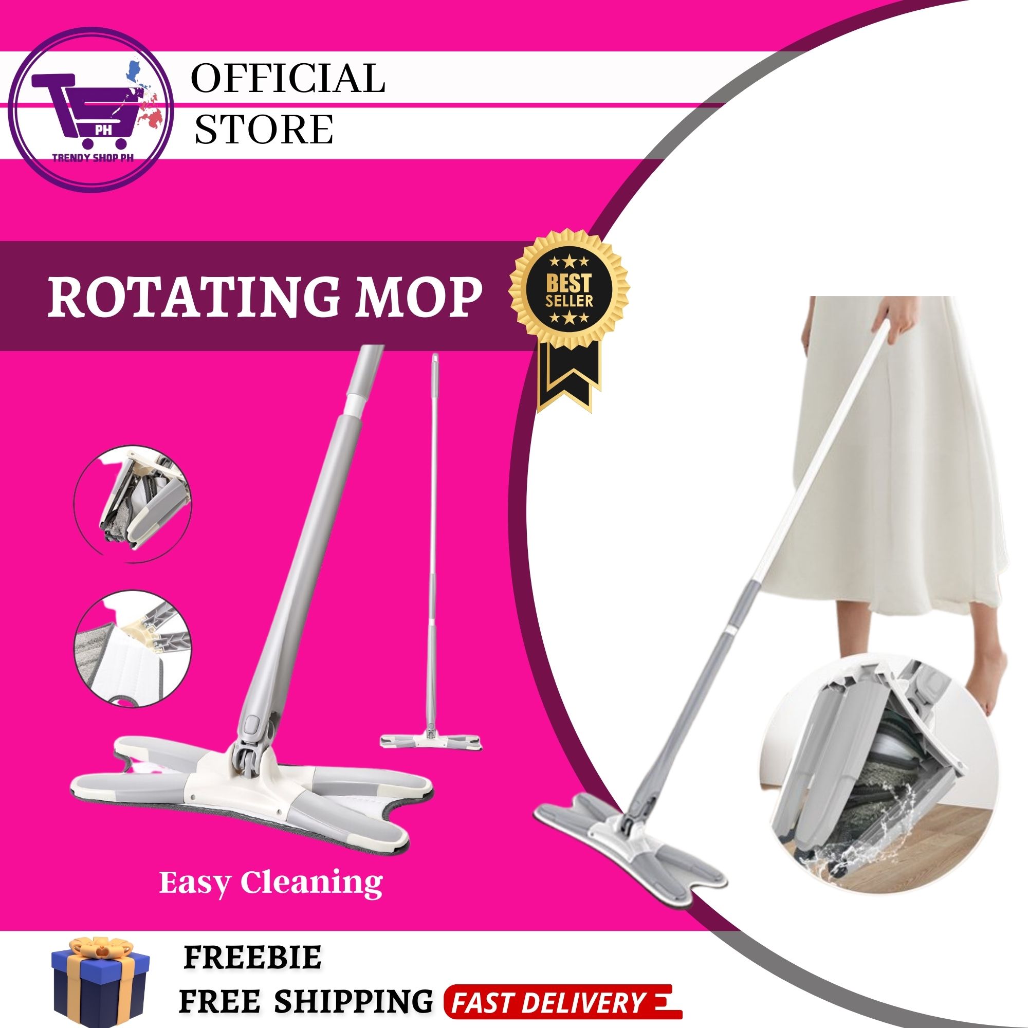 ORIGINAL XTYPE 360 CLEANING EASY ROTATING MOP WITH MICROFIBER CLOTH