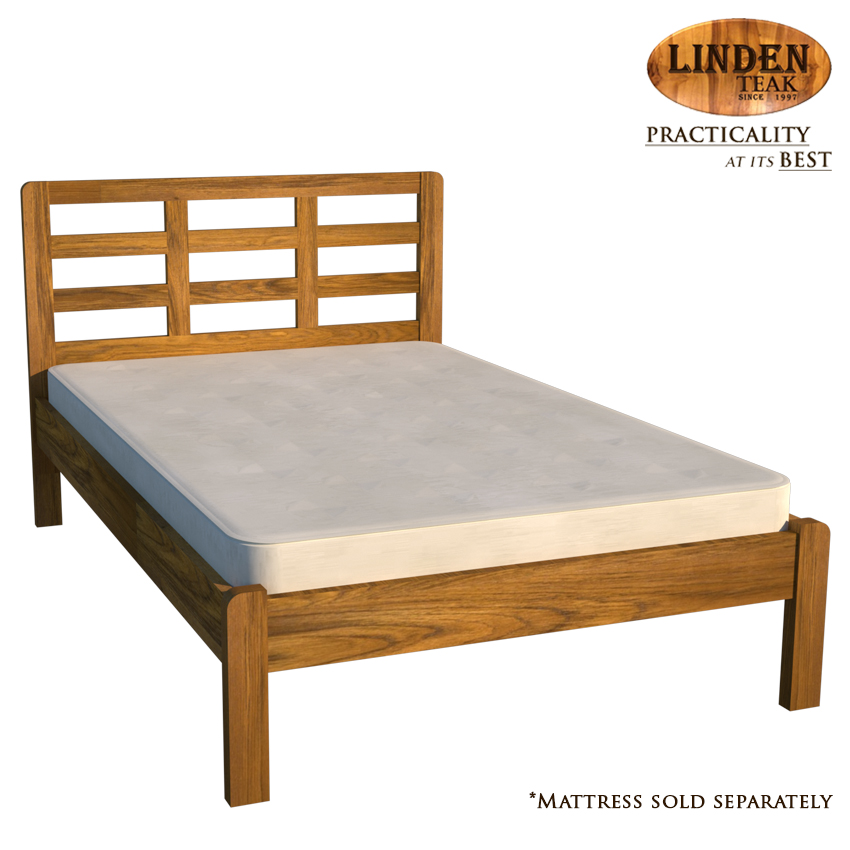 Handcrafted Solid Teak Wood Simple Bed, Teak Twin Bed Frame