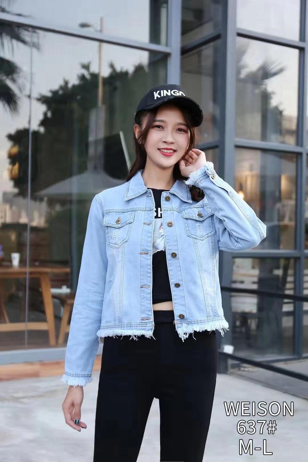 fashion hole denim jacket COD | Lazada PH