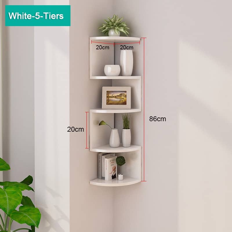 2/5 Tier Minimalist Floating Wall Mount Corner Shelves Rack Display