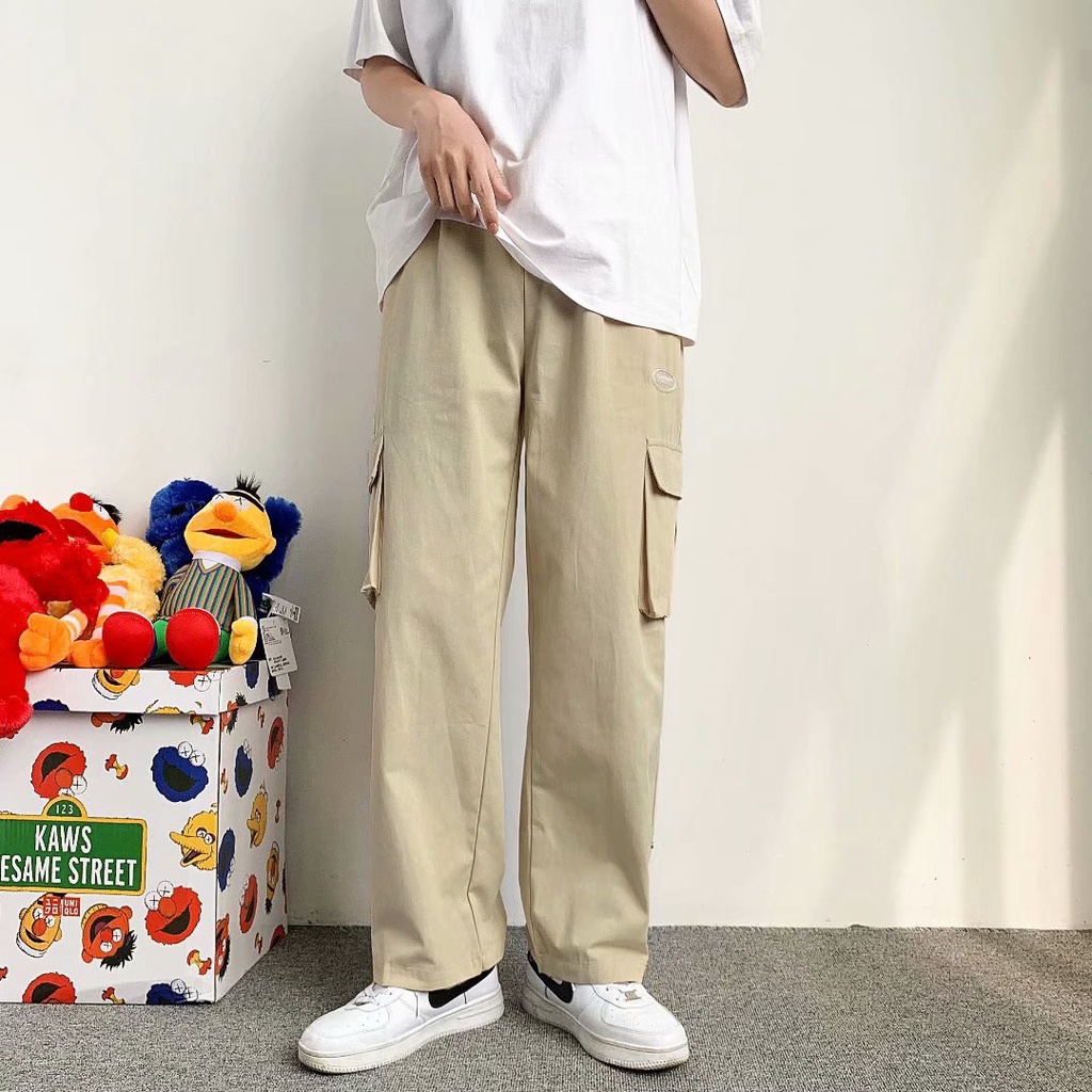 Summer Thin Straight Wide Leg Pants Men Loose Korean Fashion Versatile  Handsome Casual Cargo