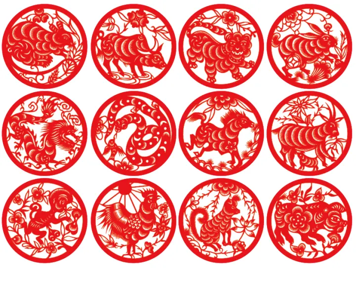 Twelve Zodiac Stickers Painting Stickers Paper Cut Finished Picture 12 Pictures Animal Set Chinese Style Window Flower New Year Decorative Stickers Lazada Singapore