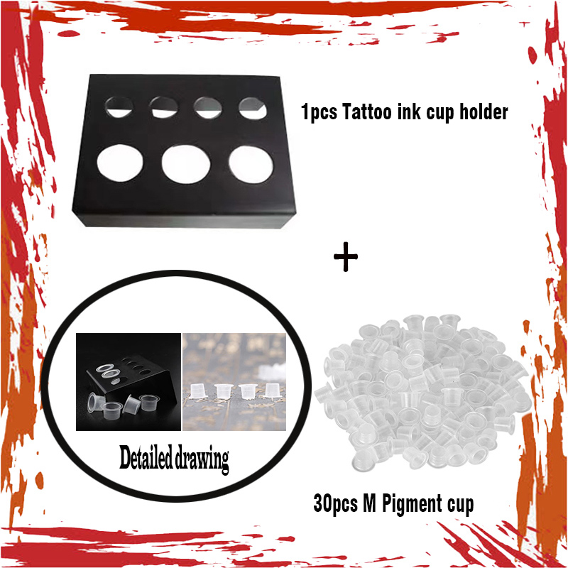 Professional Tattoo Ink Cup Holder With 30 Color Cups And Stainless